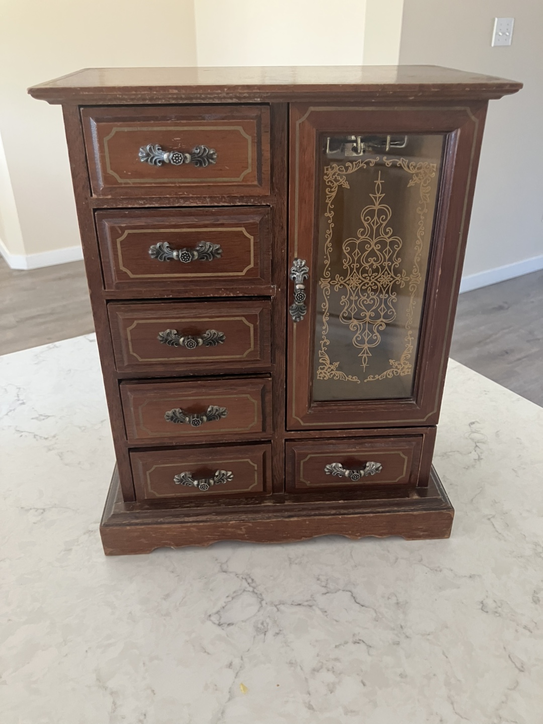 Vintage Wooden Jewellery Music Box