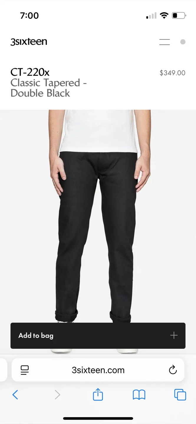3sixteen CT-220x Classic Tapered - Double Black thumbnail