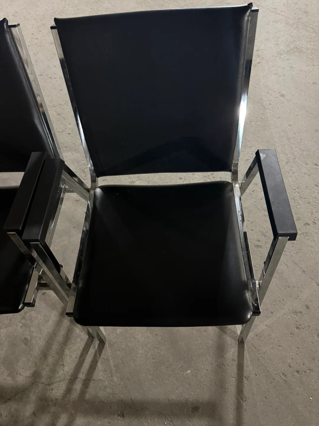 Black Leather & Chrome Dining Chairs - Set of 2 thumbnail