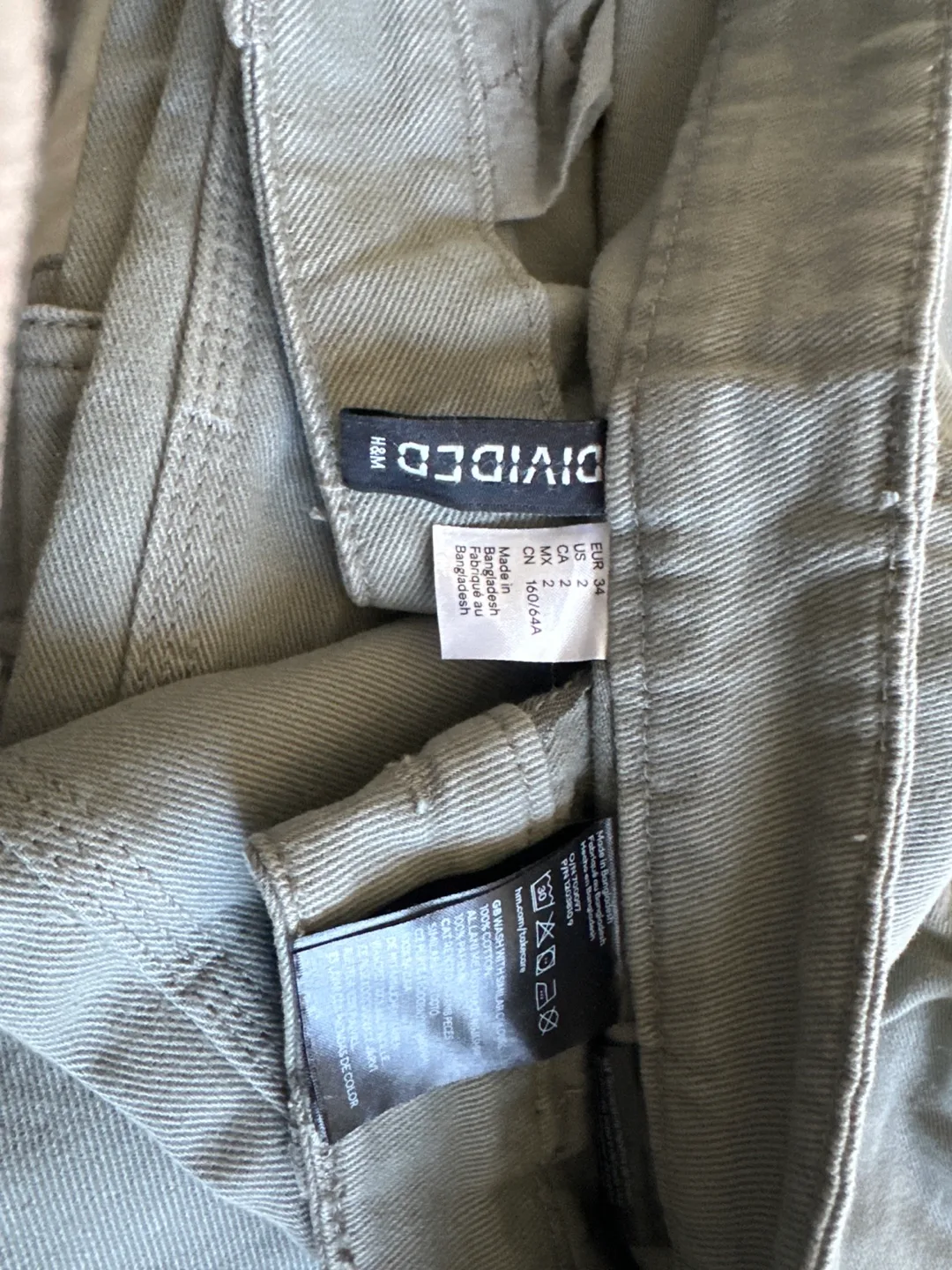 Brand New H&M Divided Olive Green Cargo Pants - Size 2 thumbnail