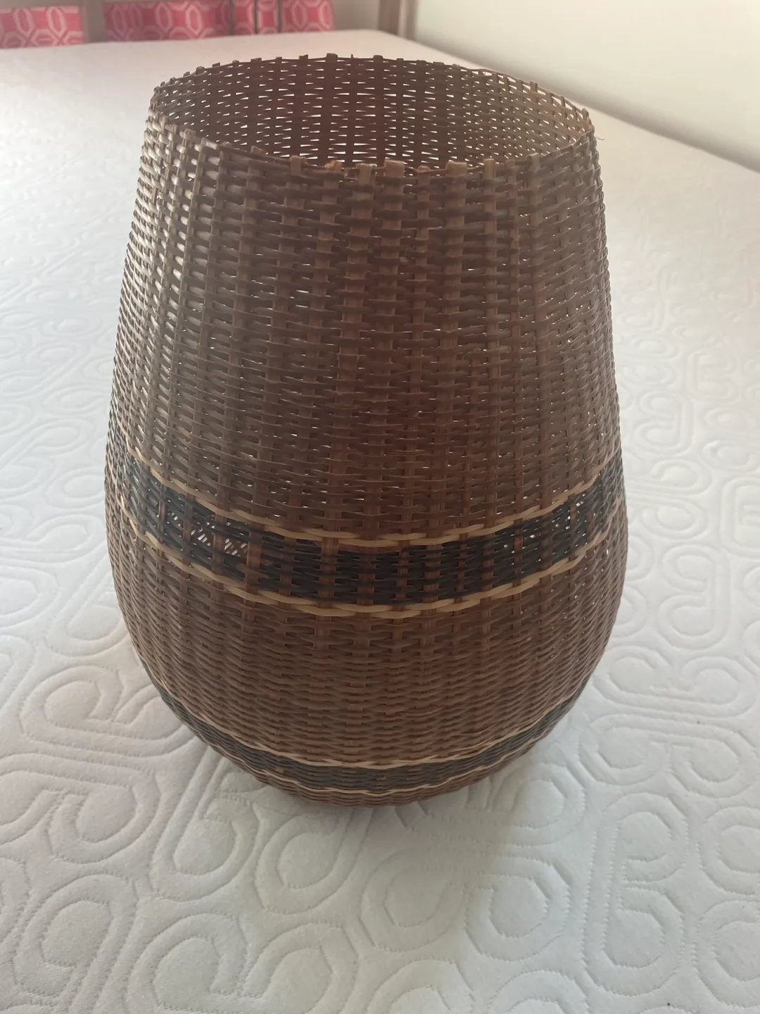 Woven Basket with Dark Brown Stripe thumbnail