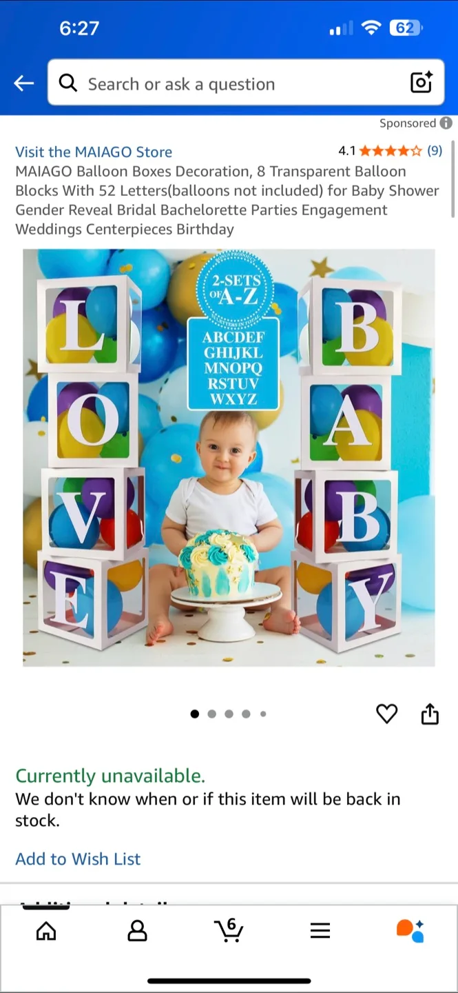 Love Baby 8 piece Balloon Box Decoration thumbnail