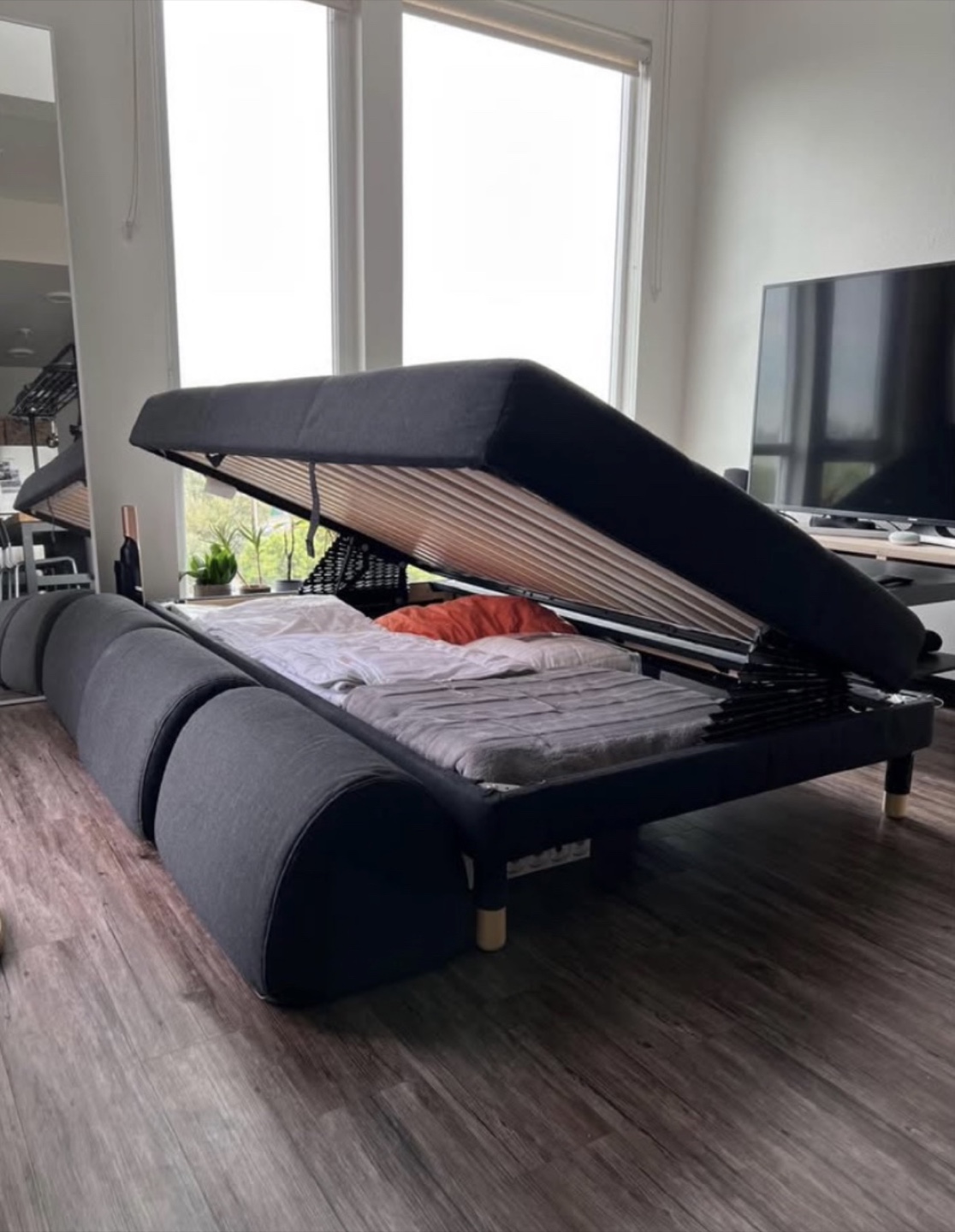 Dark Gray Sleeper Sofa Bed - photo 2