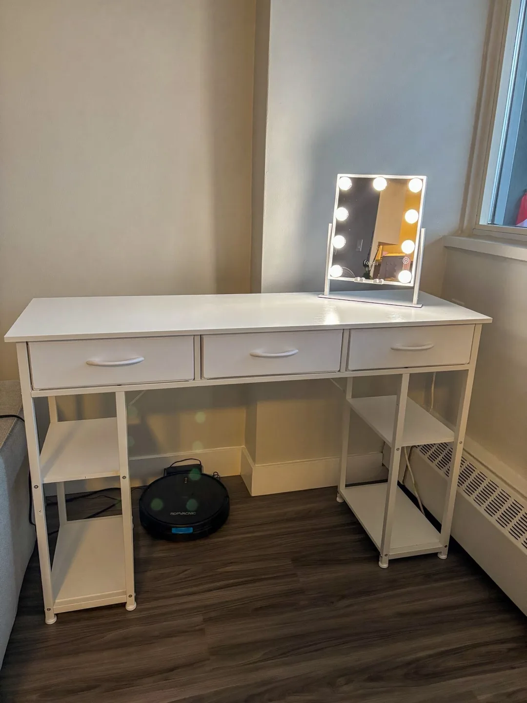 Brand new White Vanity Desk with Drawers & Shelves image indicator(2)