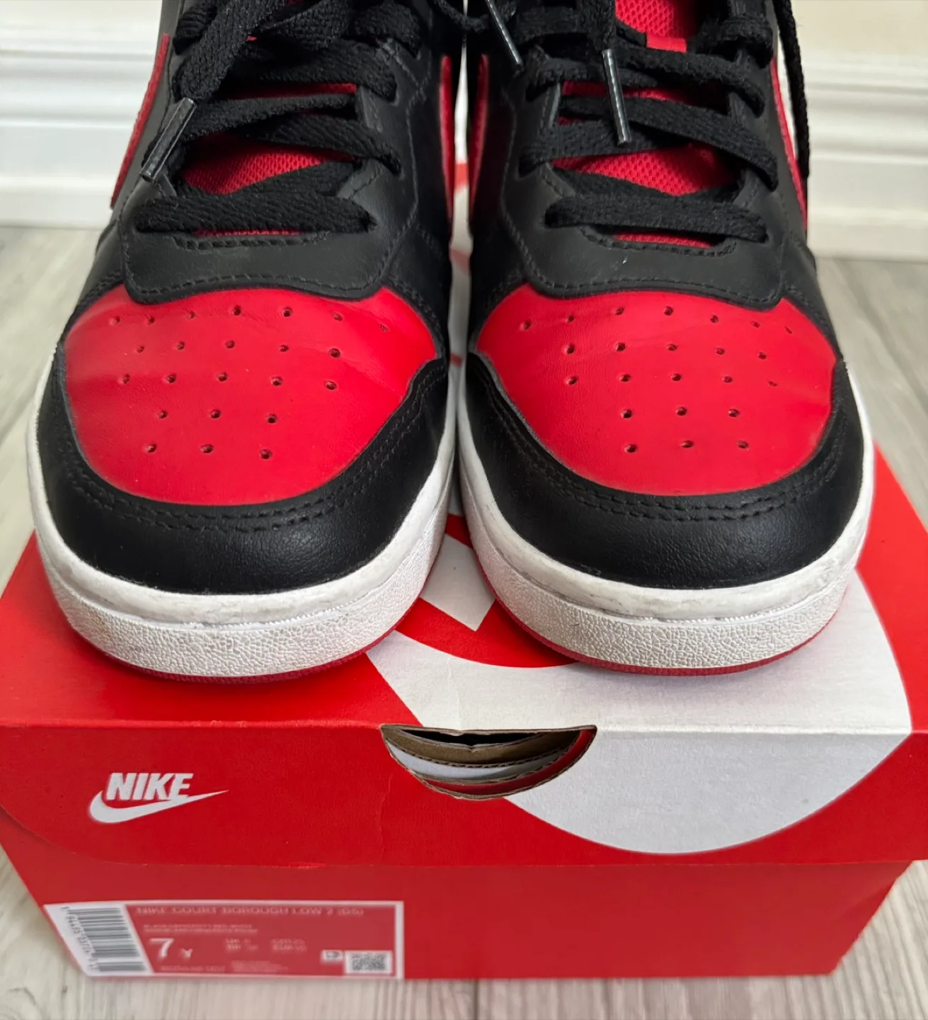 Nike Court Borough Low 2 Shoes - Black/Red/White - US 7 image indicator(5)