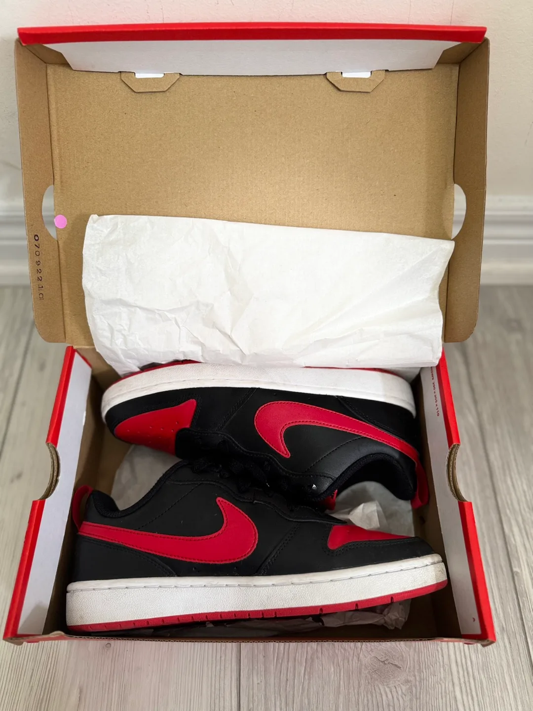 Nike Court Borough Low 2 Shoes - Black/Red/White - US 7 image indicator(7)