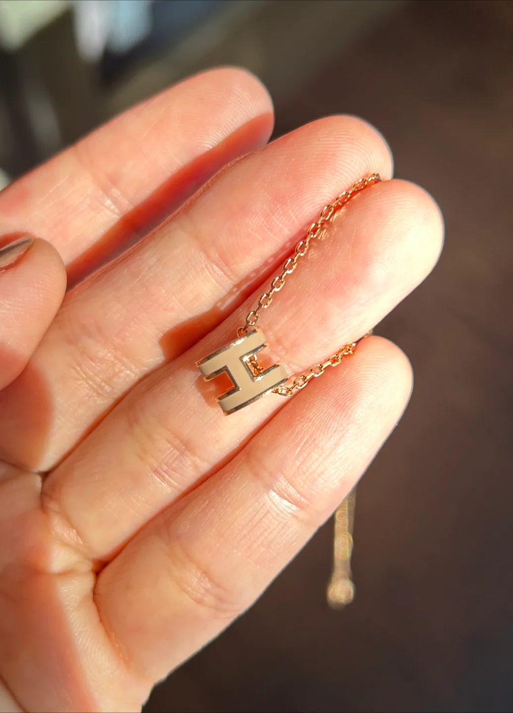 Hermes Gold-Tone Letter H Necklace, 925 silver plated 18k thumbnail