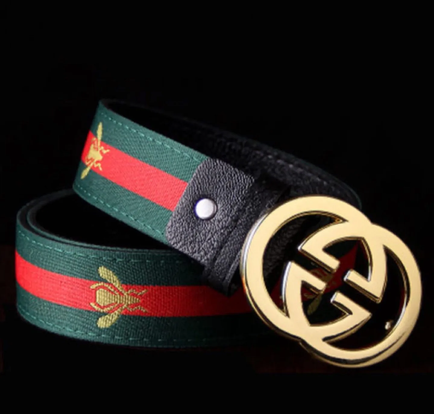 Gucci Belt Green & Red Stripe with Bee thumbnail