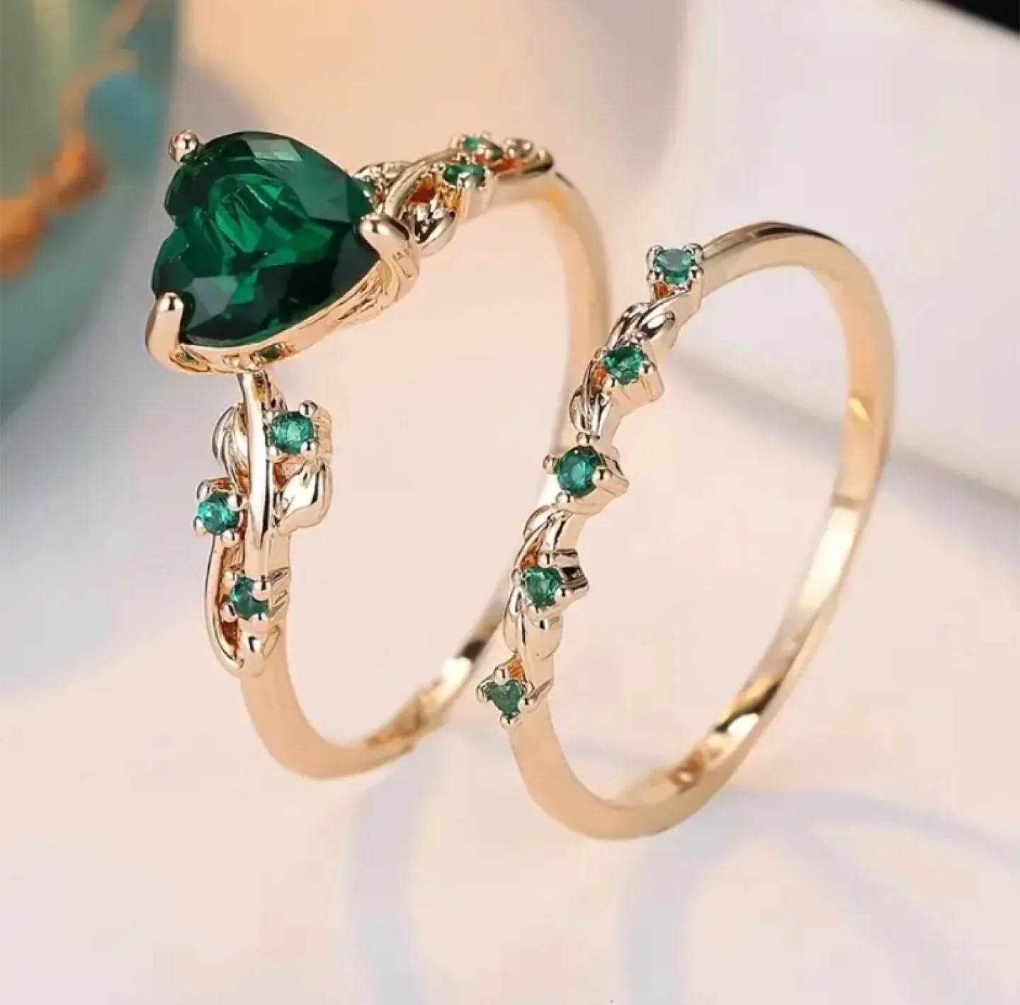 Green Heart Ring Set thumbnail