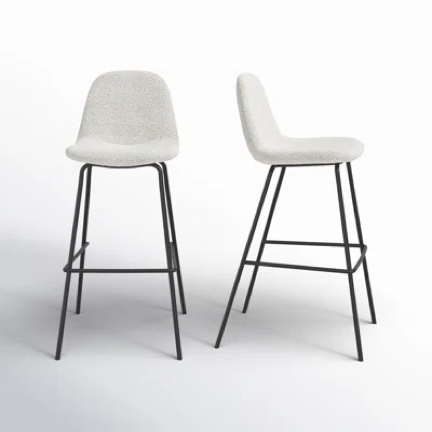 Cream Boucle Bar Stools - Set of 2