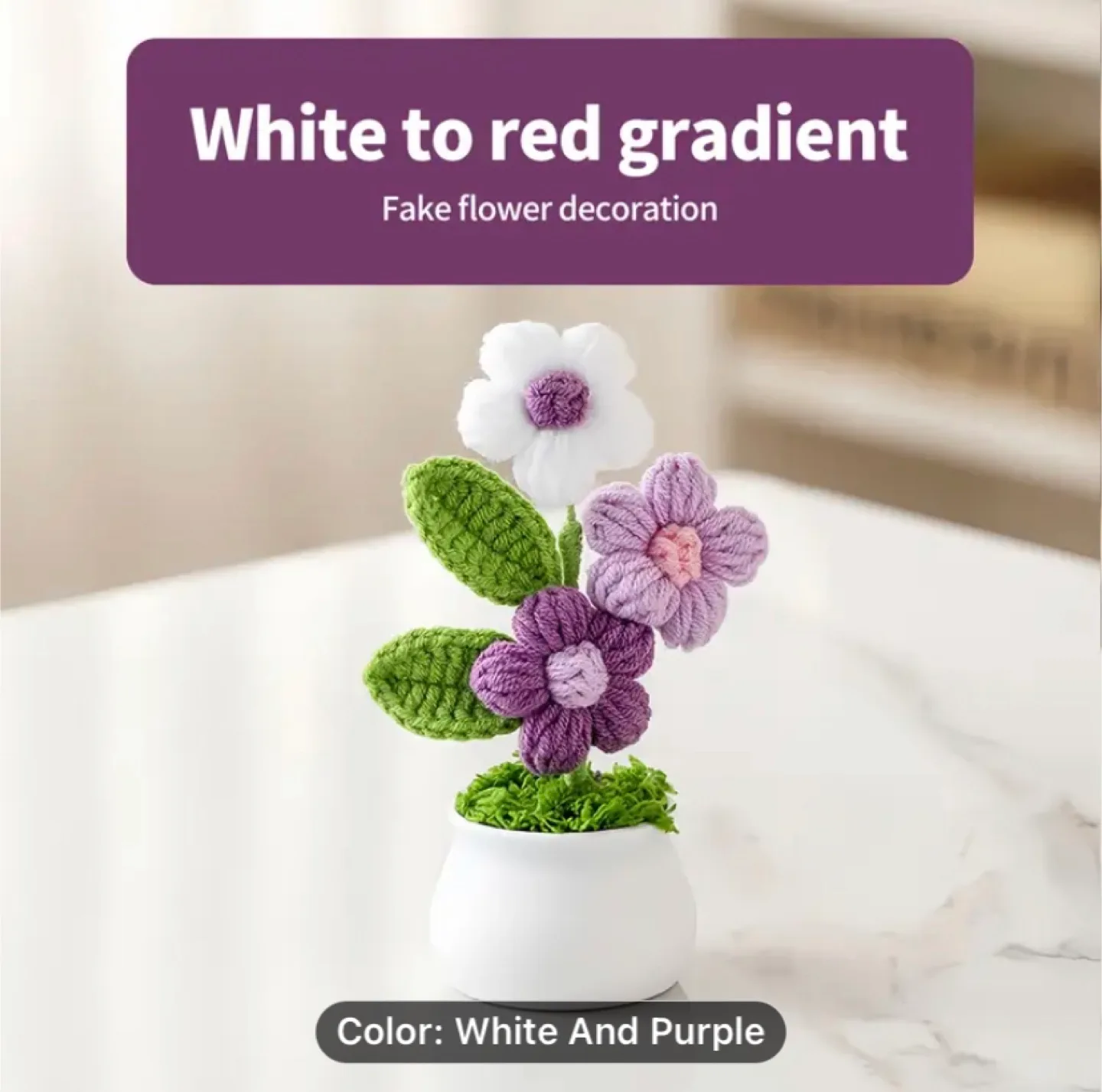 White & Purple Fake Flower Decoration thumbnail