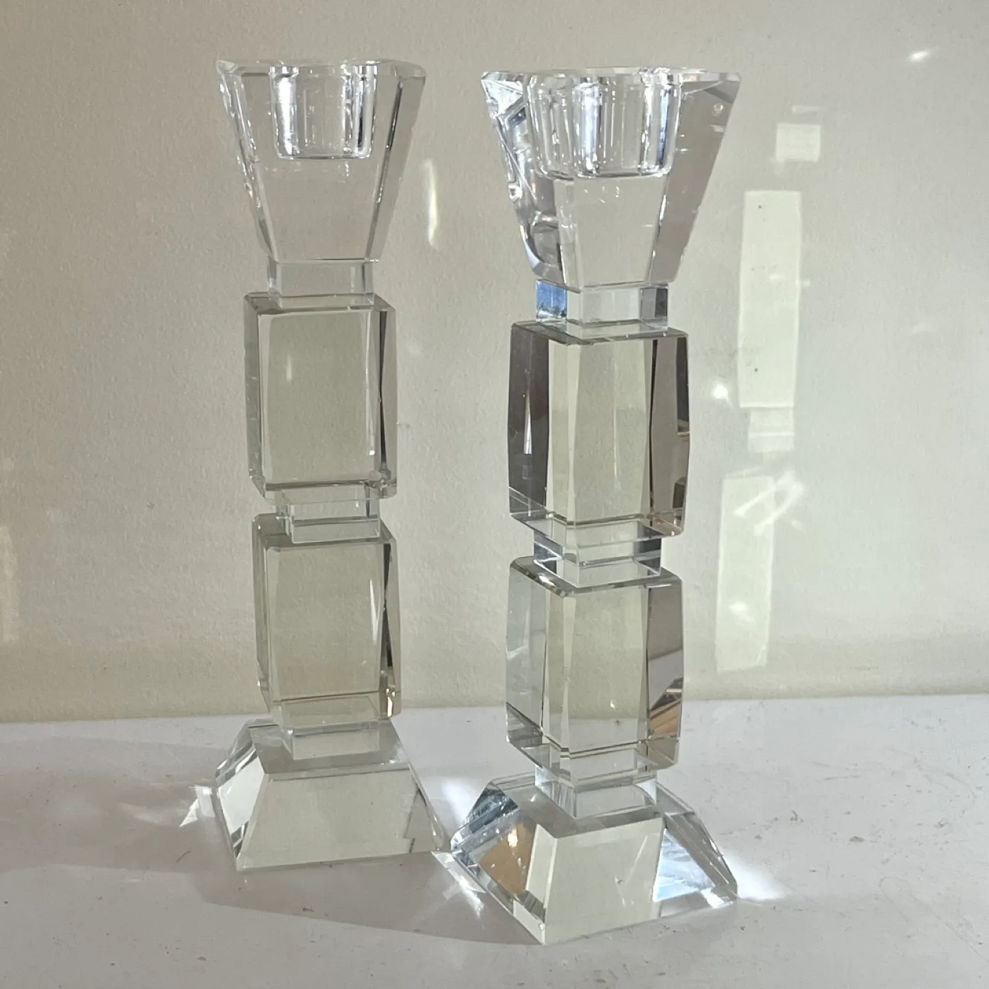 Pair of Geometric Crystal Candle Holders thumbnail