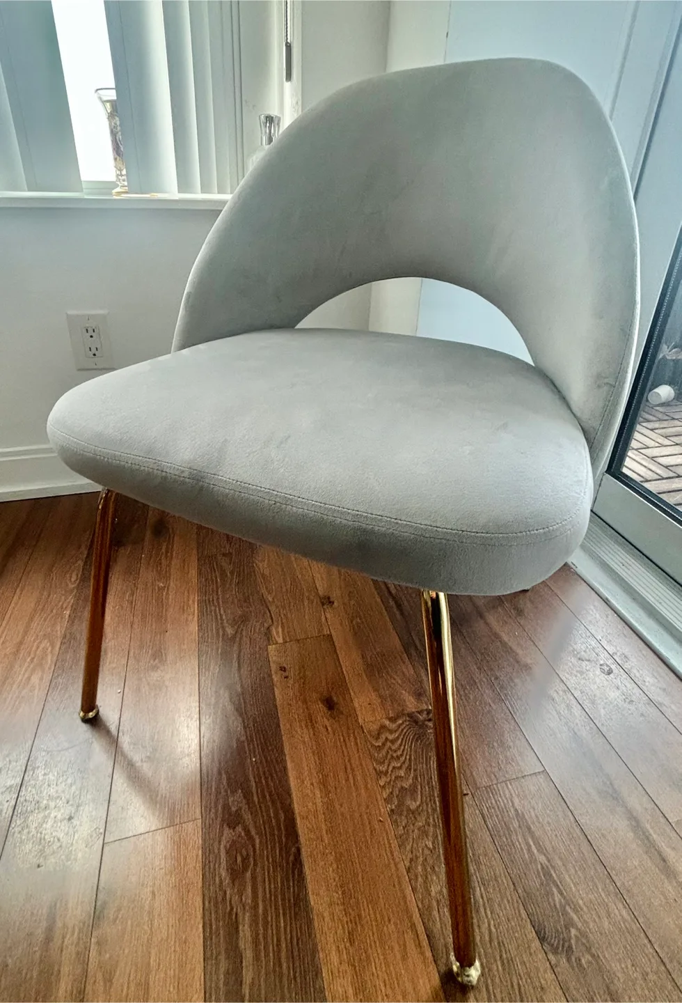 Set of 2 or 4: Grey Velvet Chair with Gold Legs thumbnail