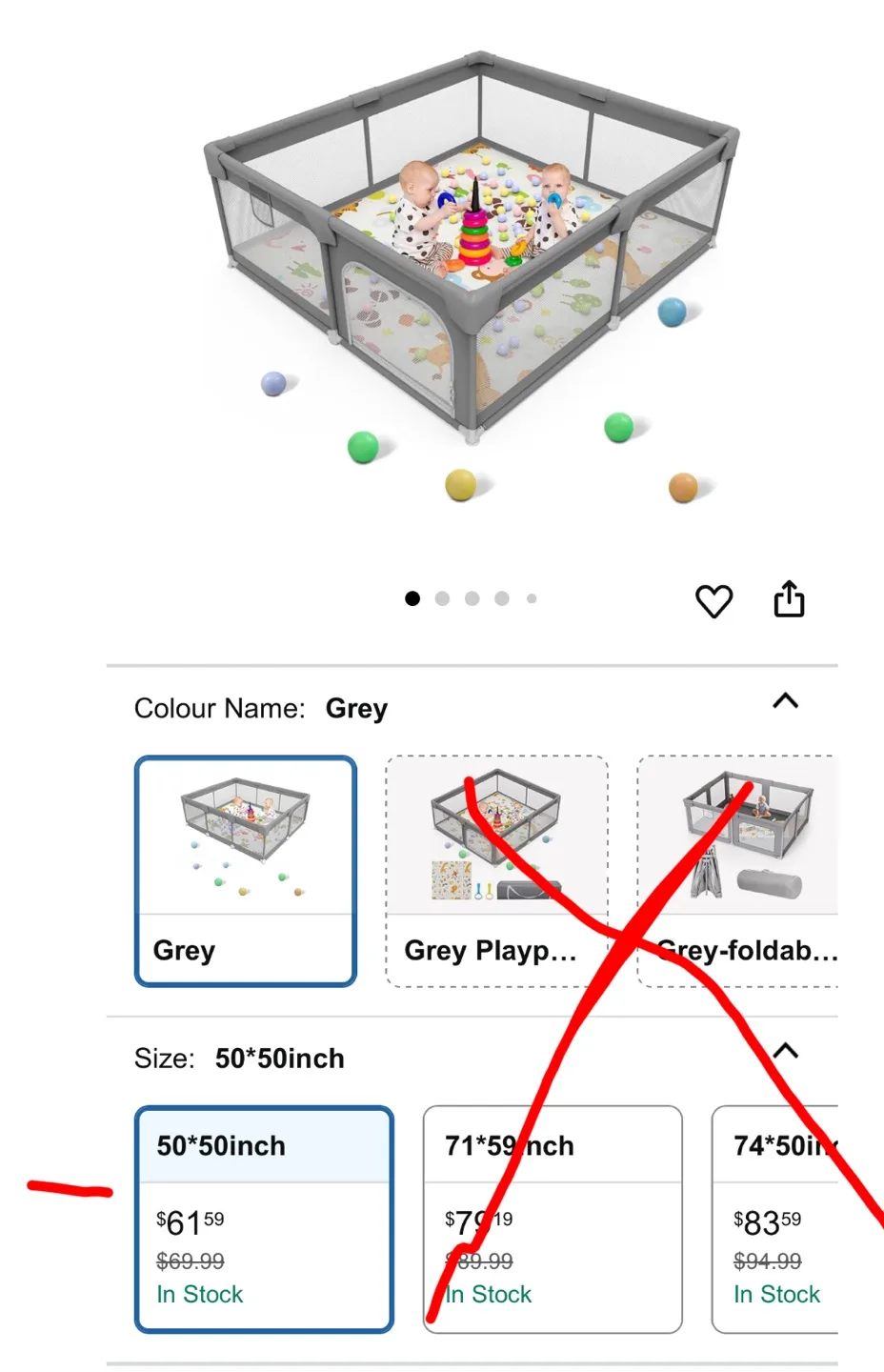 Playpen 50x50 inch - Grey thumbnail