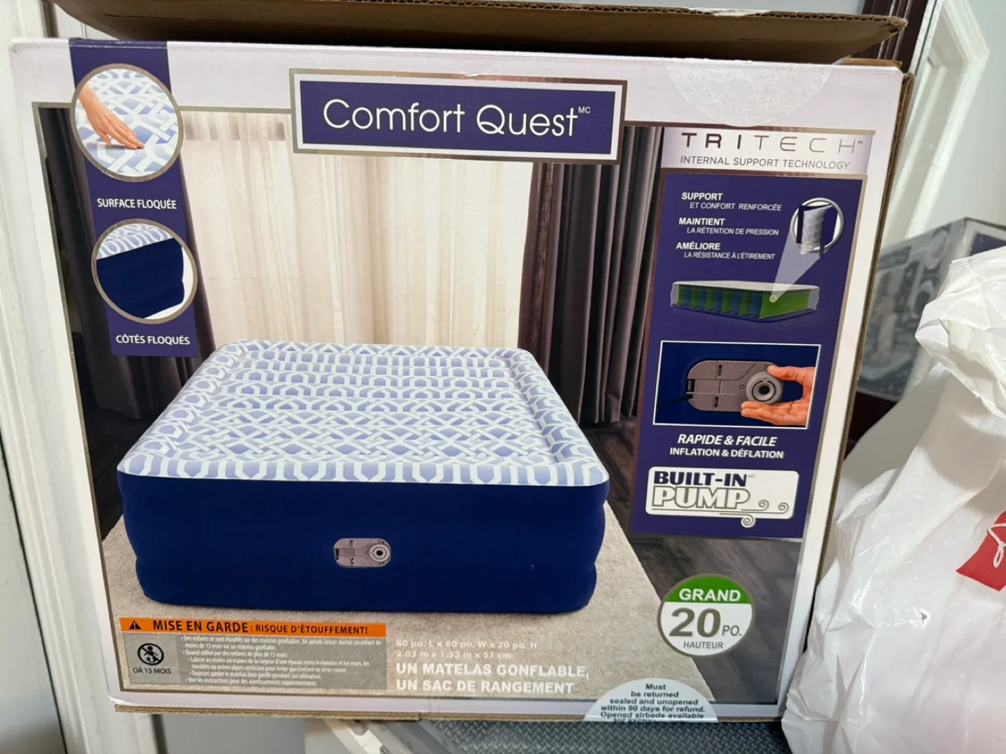 Comfort Quest Queen Air Mattress w/ Built-In Pump thumbnail
