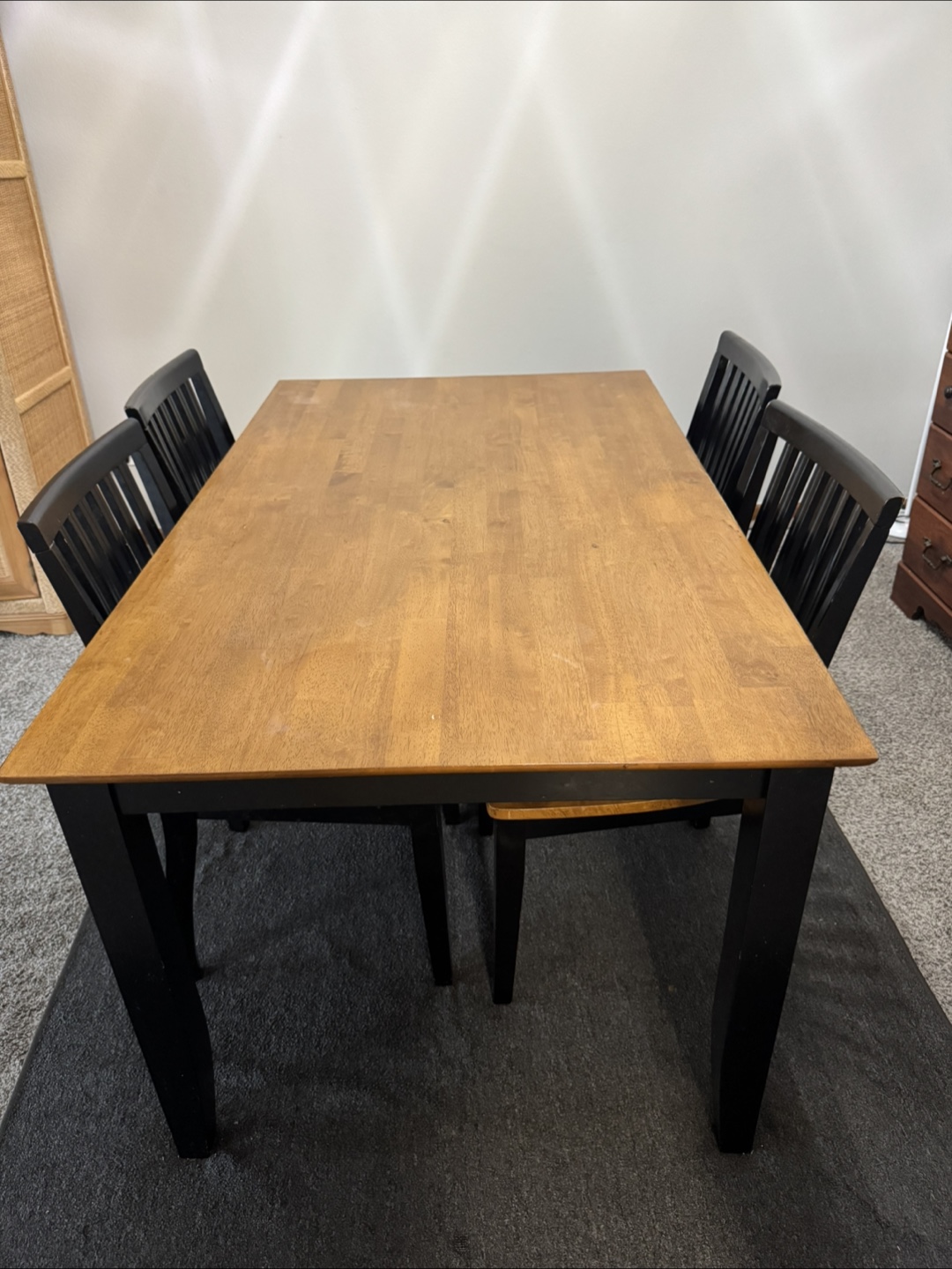Dining Table with 4 Chairs - Black and Brown