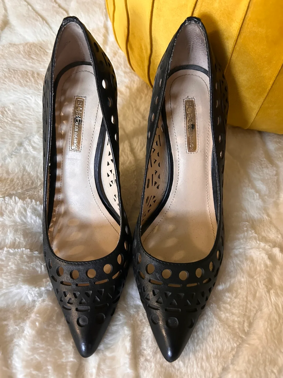 BCBG Black Leather Heels thumbnail