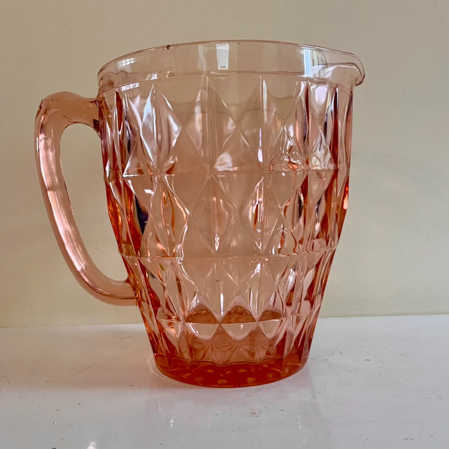 Art Deco Pink Depression Glass Pitcher image indicator(2)