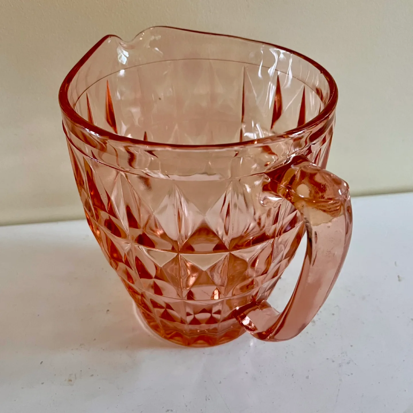 Art Deco Pink Depression Glass Pitcher thumbnail
