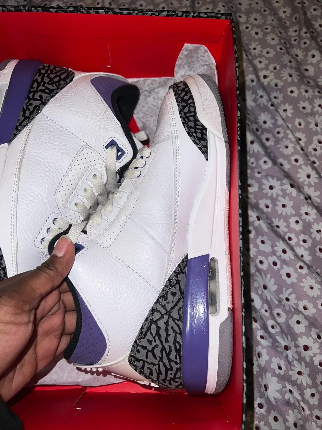 Nike Air Jordan 3 Retro - White/Purple, Size 11 thumbnail