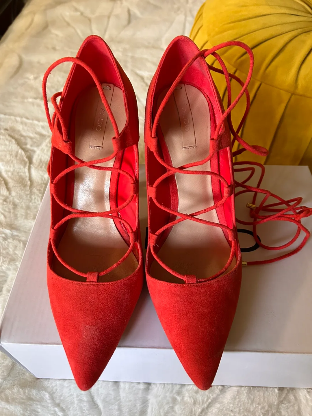 ALDO orange Lace-Up Heels size 6 thumbnail