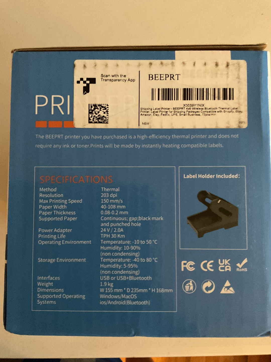 BEEPRT BY-480BT Thermal Label Printer - New in Box! - photo 2