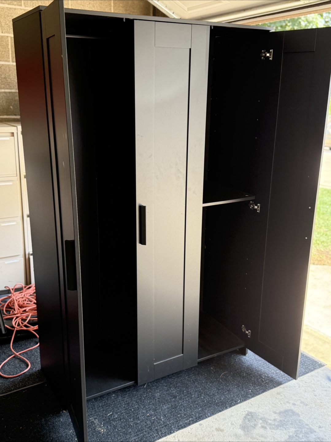 Black Wardrobe with Mirror Door - photo 5
