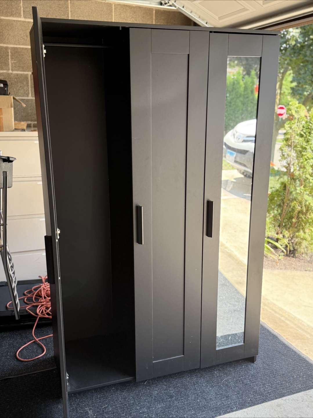 Black Wardrobe with Mirror Door - photo 4