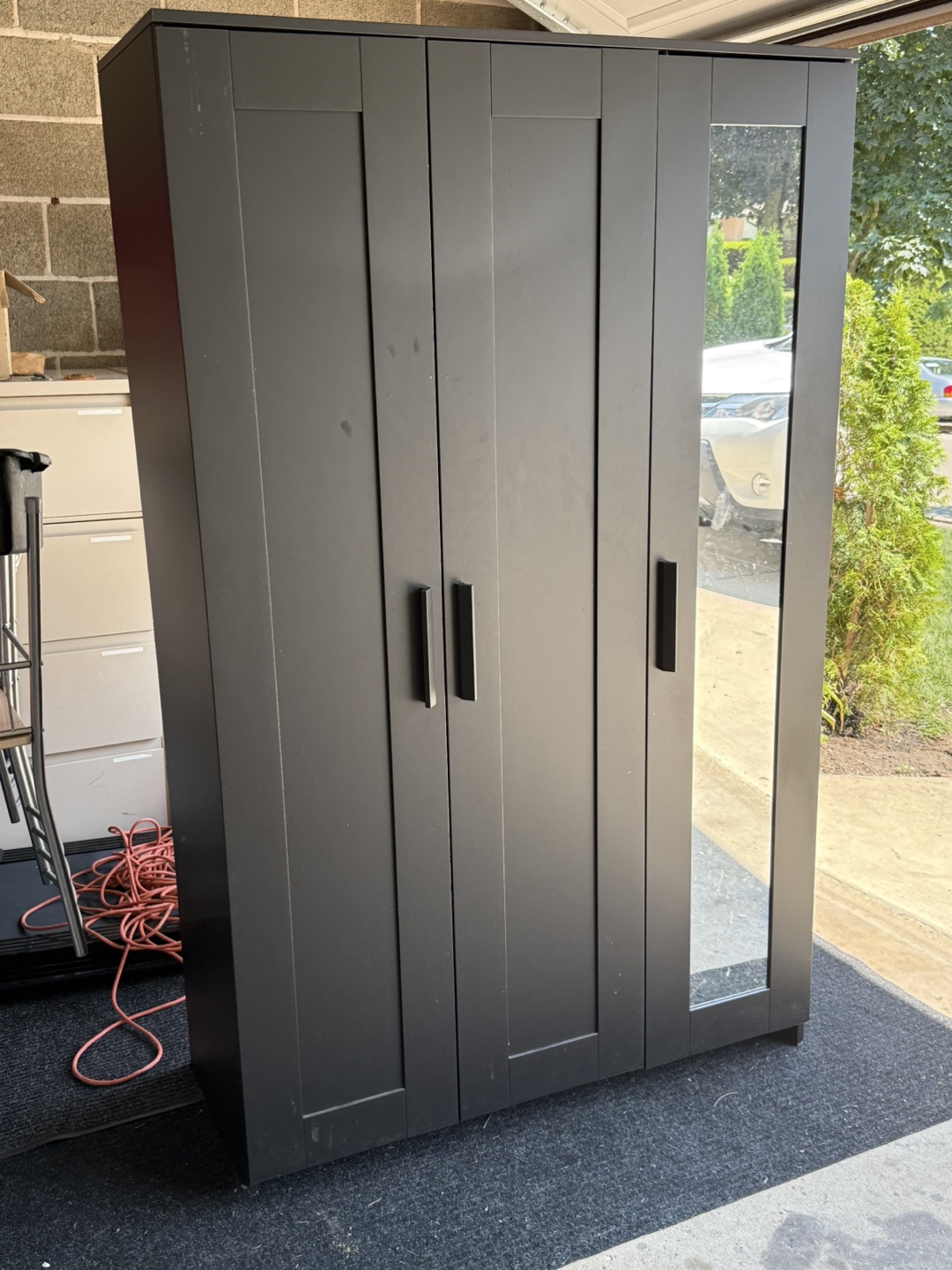 Black Wardrobe with Mirror Door