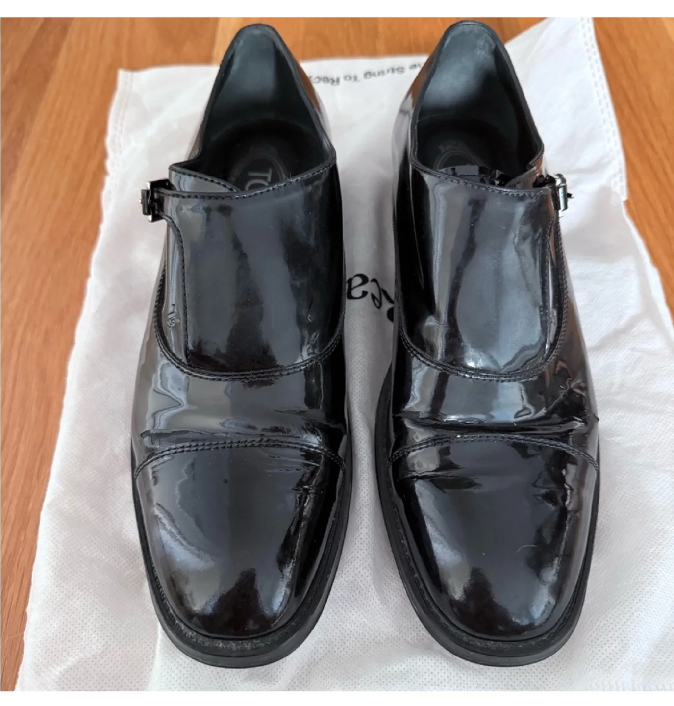 Tod's Black Patent Leather Monk Strap Shoes Women’s Size 38 thumbnail