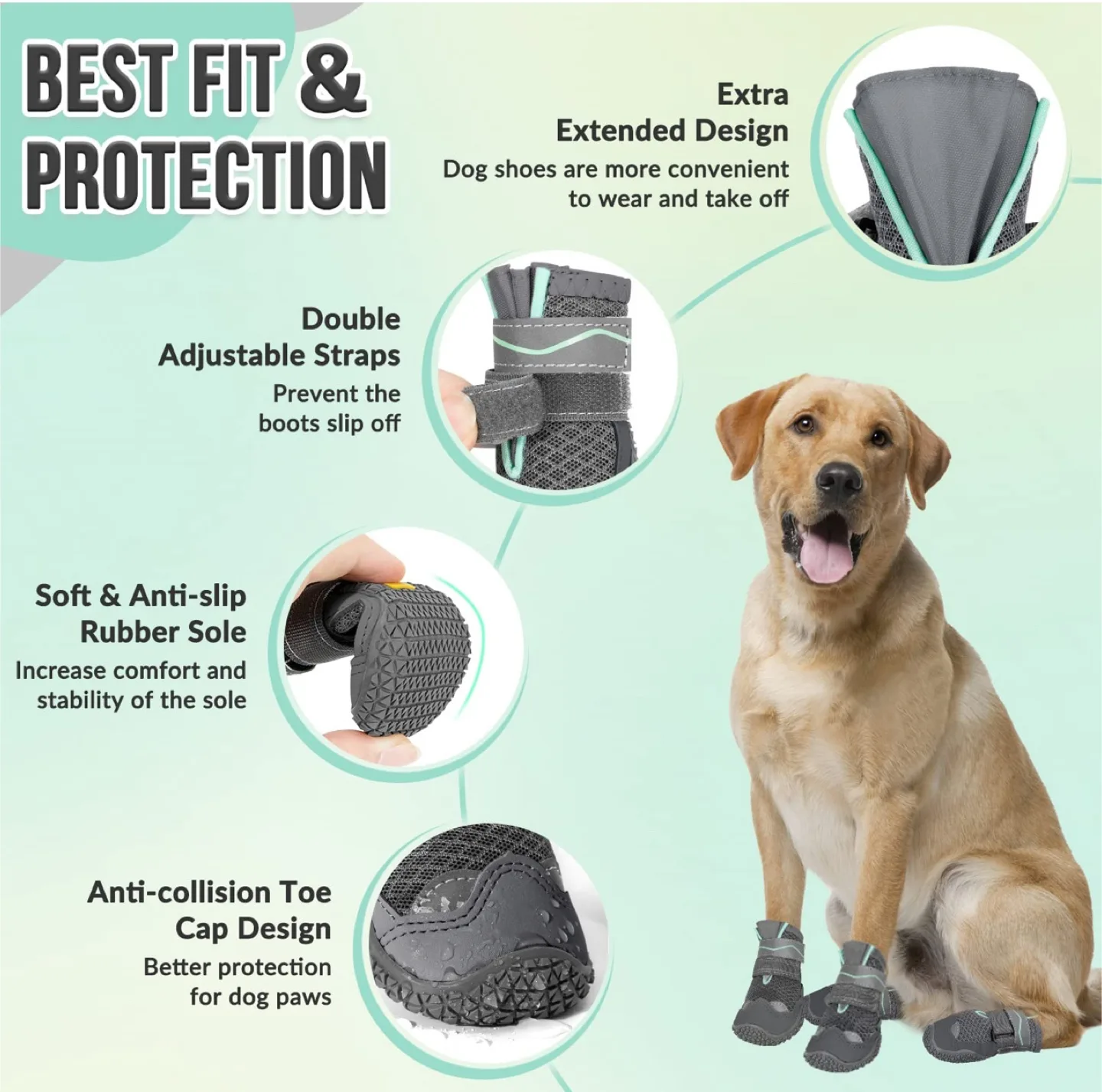 Dog Boots Waterproof Walking Hiking Shoes image indicator(5)