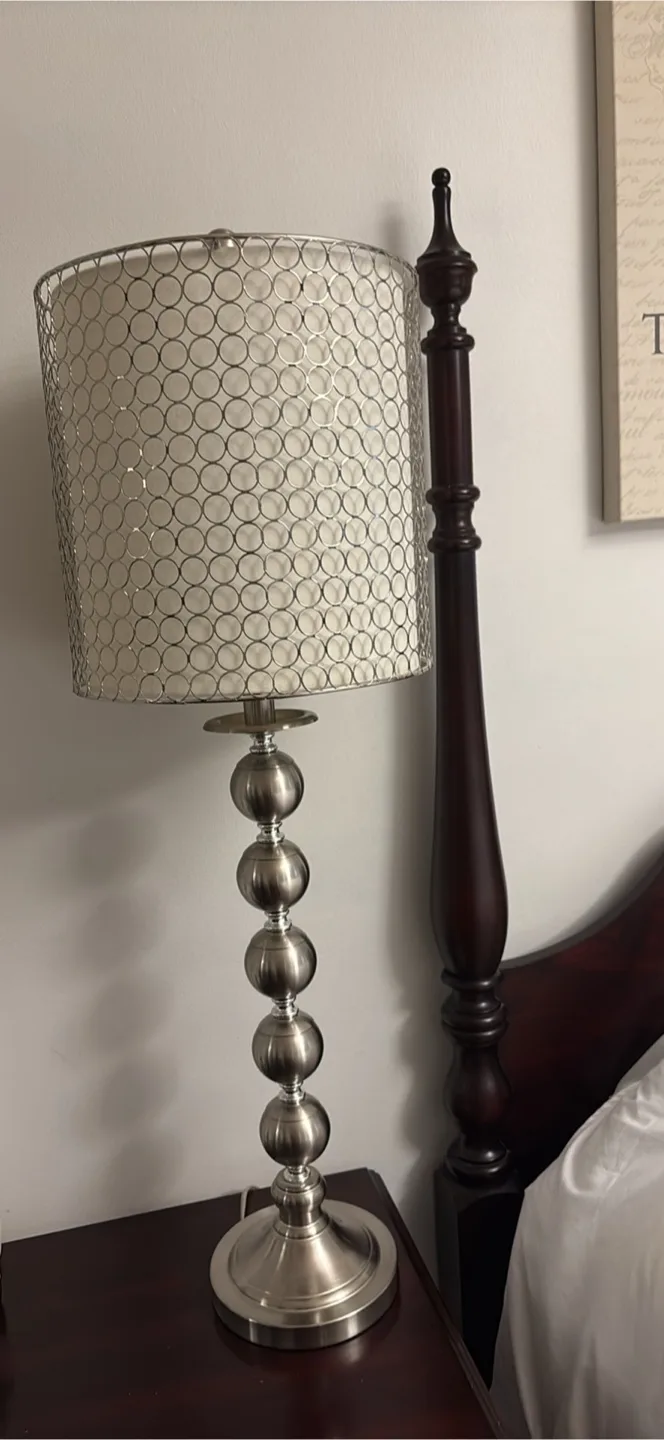Silver Finish Bedside Table Lamp thumbnail