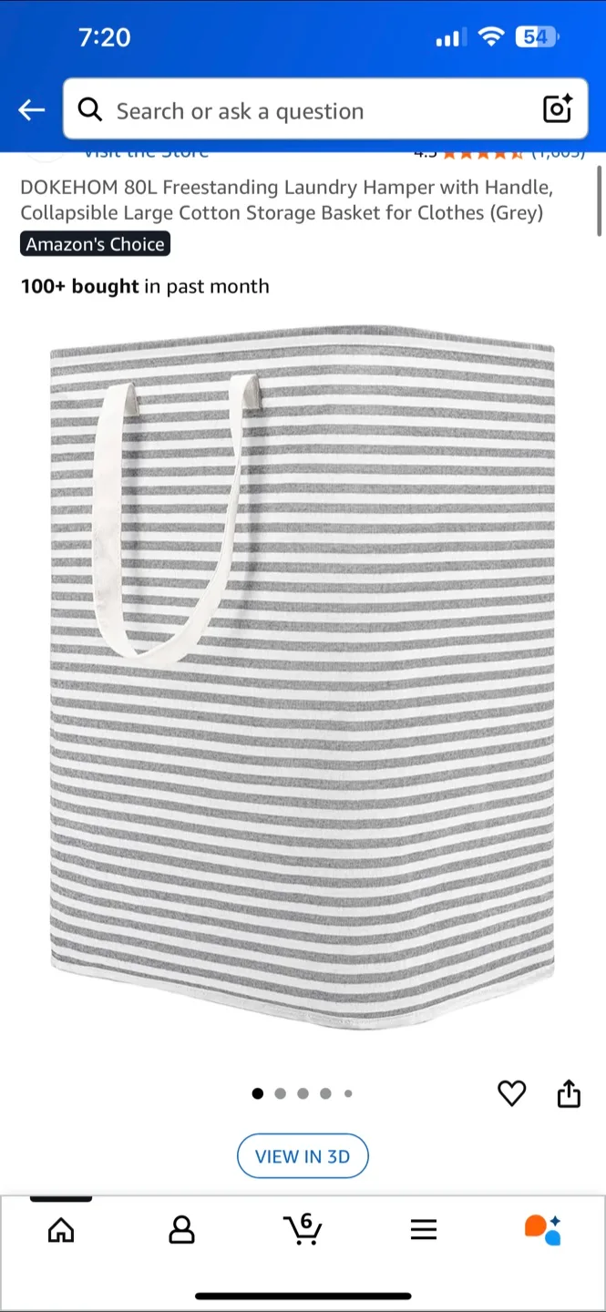 DOKEHOM 80L Laundry Hamper - Grey Stripe 🇨🇦 thumbnail