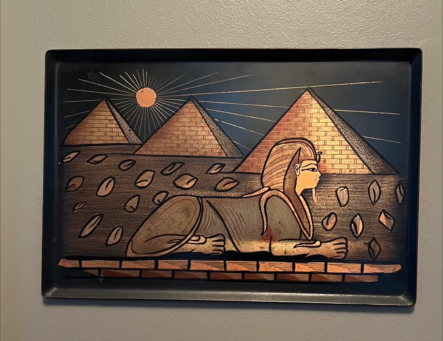 Egyptian Pyramids & Sphinx Black Gold wall Art thumbnail