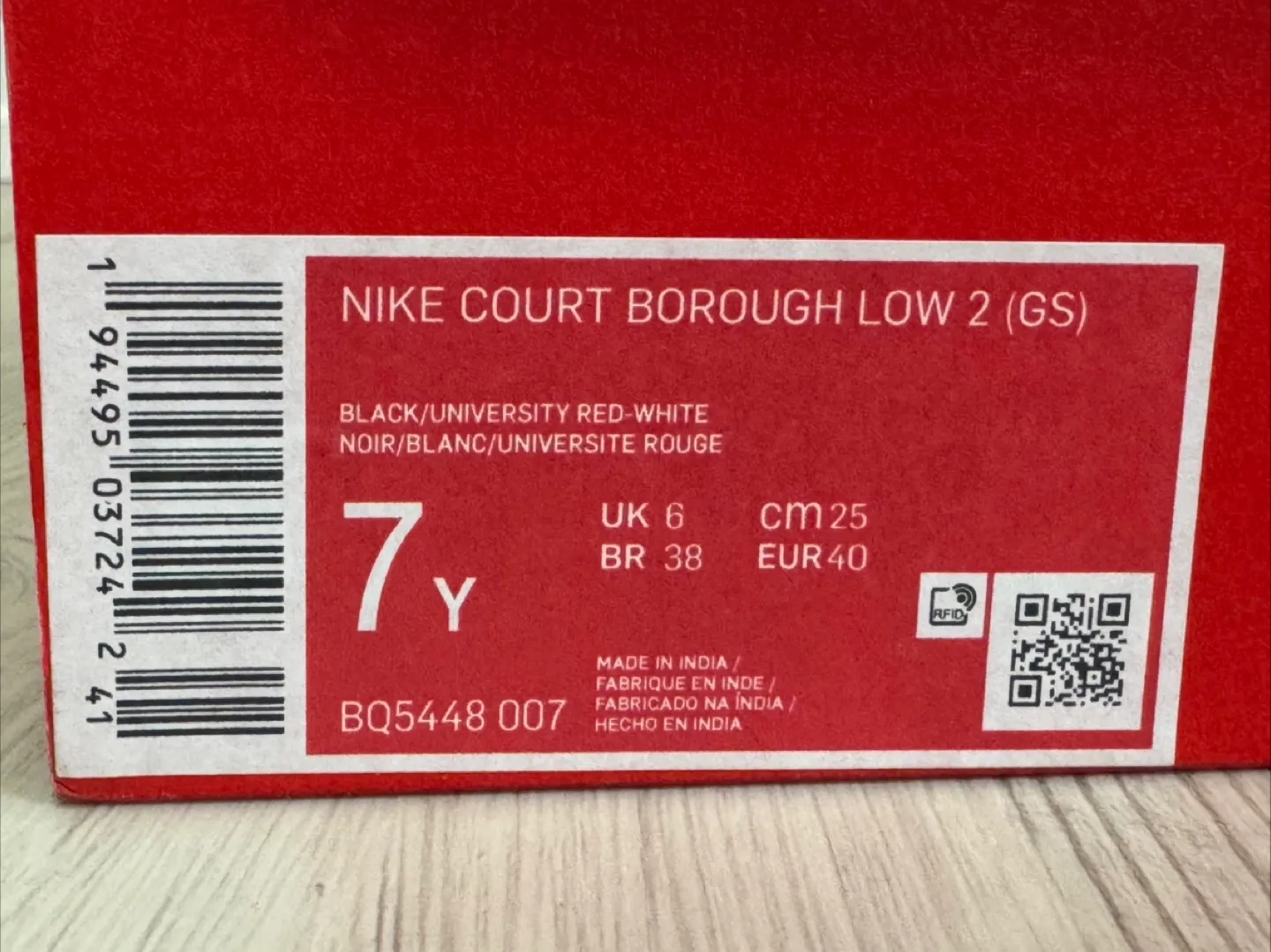 Nike Court Borough Low 2 Shoes - Black/Red/White - US 7 image indicator(6)