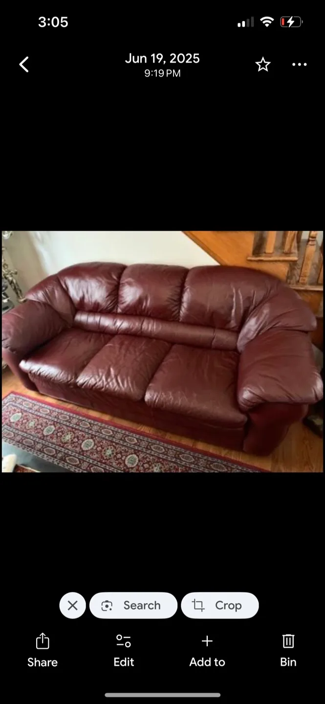 Burgundy Leather Sofa & Armchair Set thumbnail