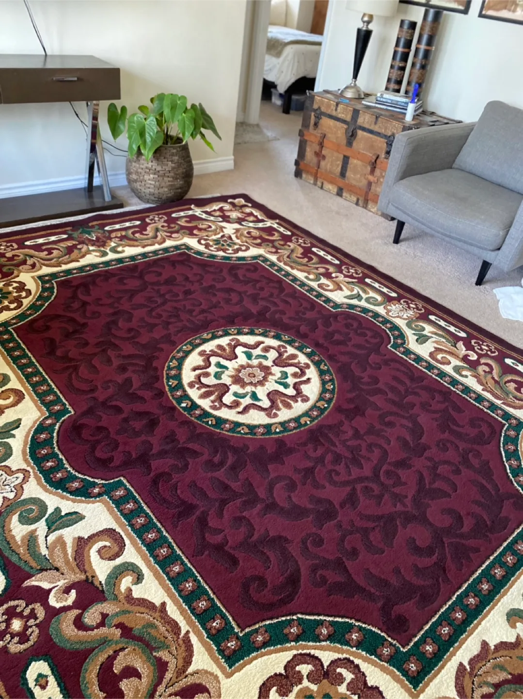 Area Rug - Burgundy Floral Pattern Persian design. thumbnail