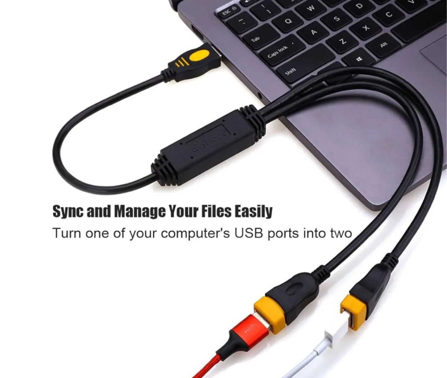 Wishocc USB Splitter 1 male to 2 Female image indicator(3)