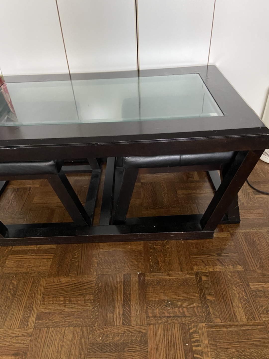 Black Coffee Table with Leather Ottomans - photo 3
