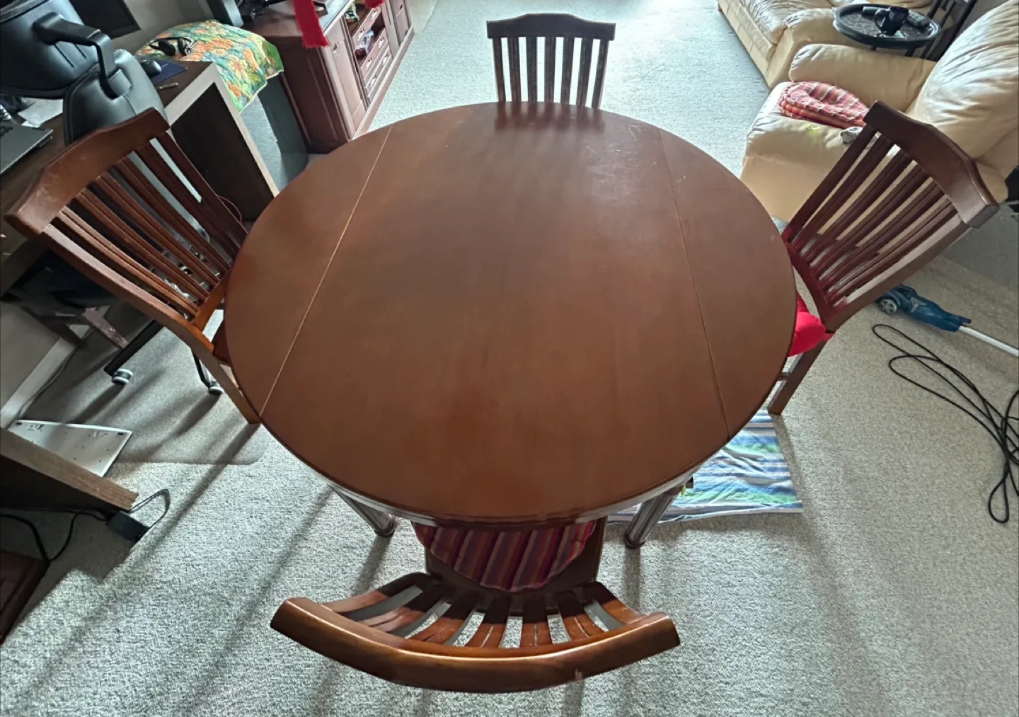 Wood extendable dining table with 4 chairs thumbnail