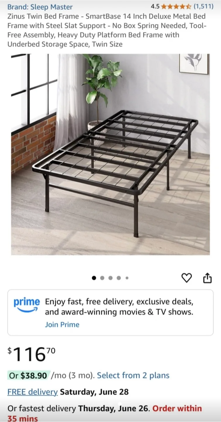 Zinus SmartBase 14" Twin Bed Frame thumbnail