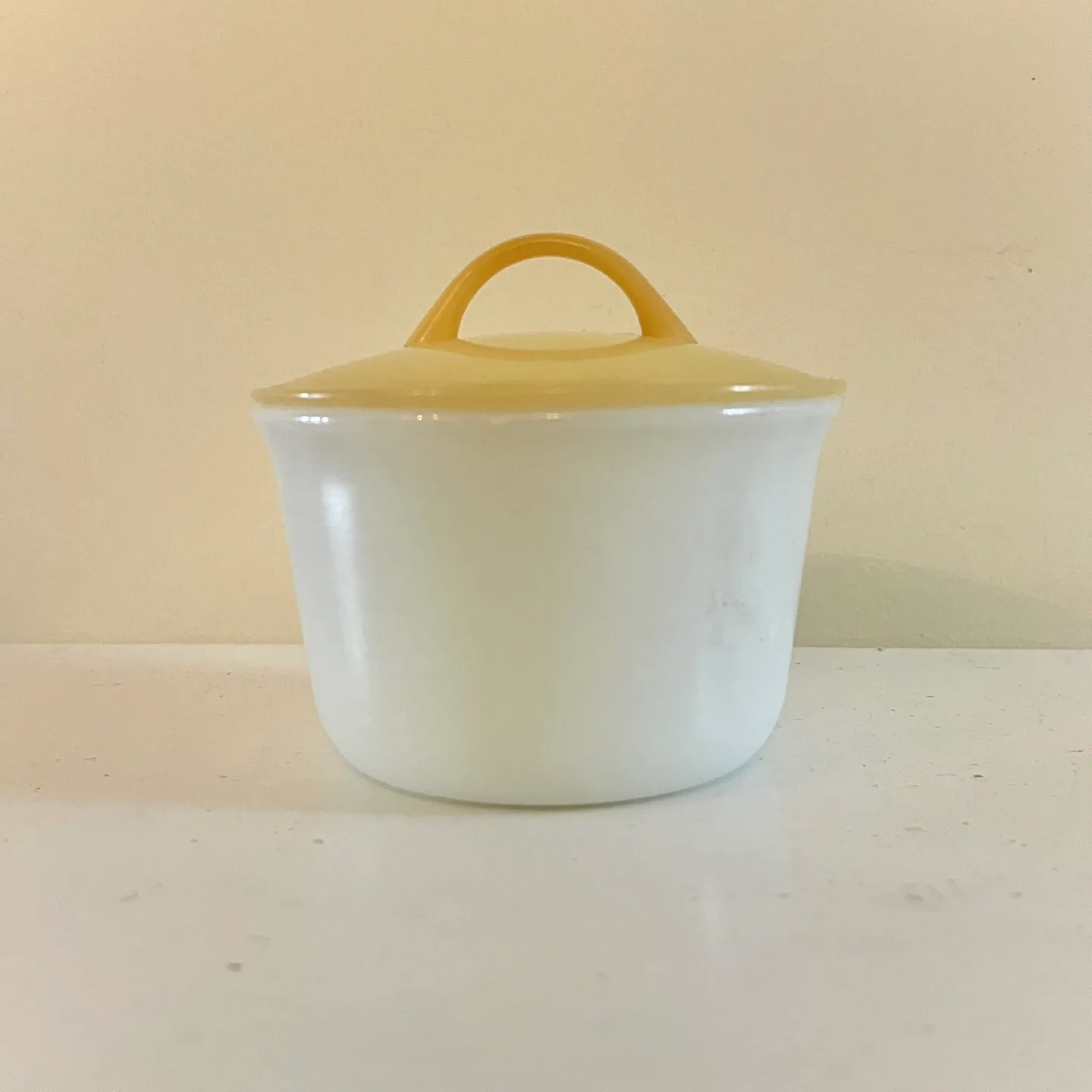 VTG PYREX milk glass covered bowl thumbnail