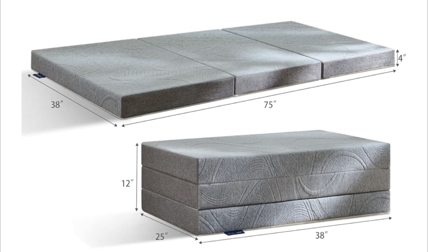 Tri-Fold Twin Mattress - Grey - photo 3