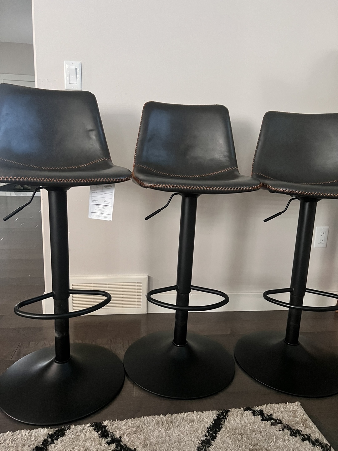 Set of 3 Black Bar Stools - photo 2