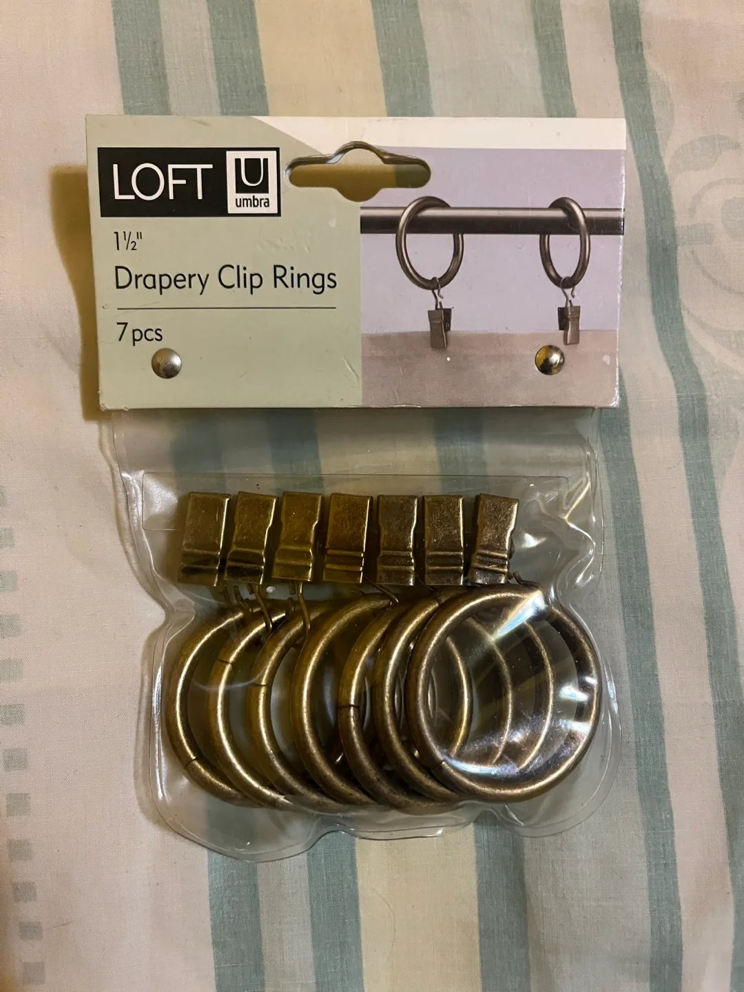 Umbra Loft Drapery Clip Rings - Aged Brass, 7pcs thumbnail
