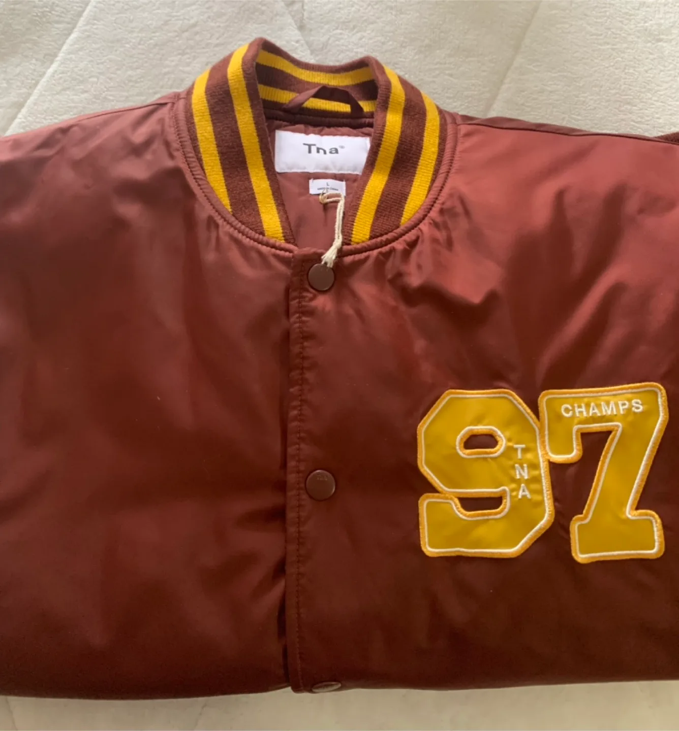 TNA Maroon Bomber Jacket - Size L thumbnail