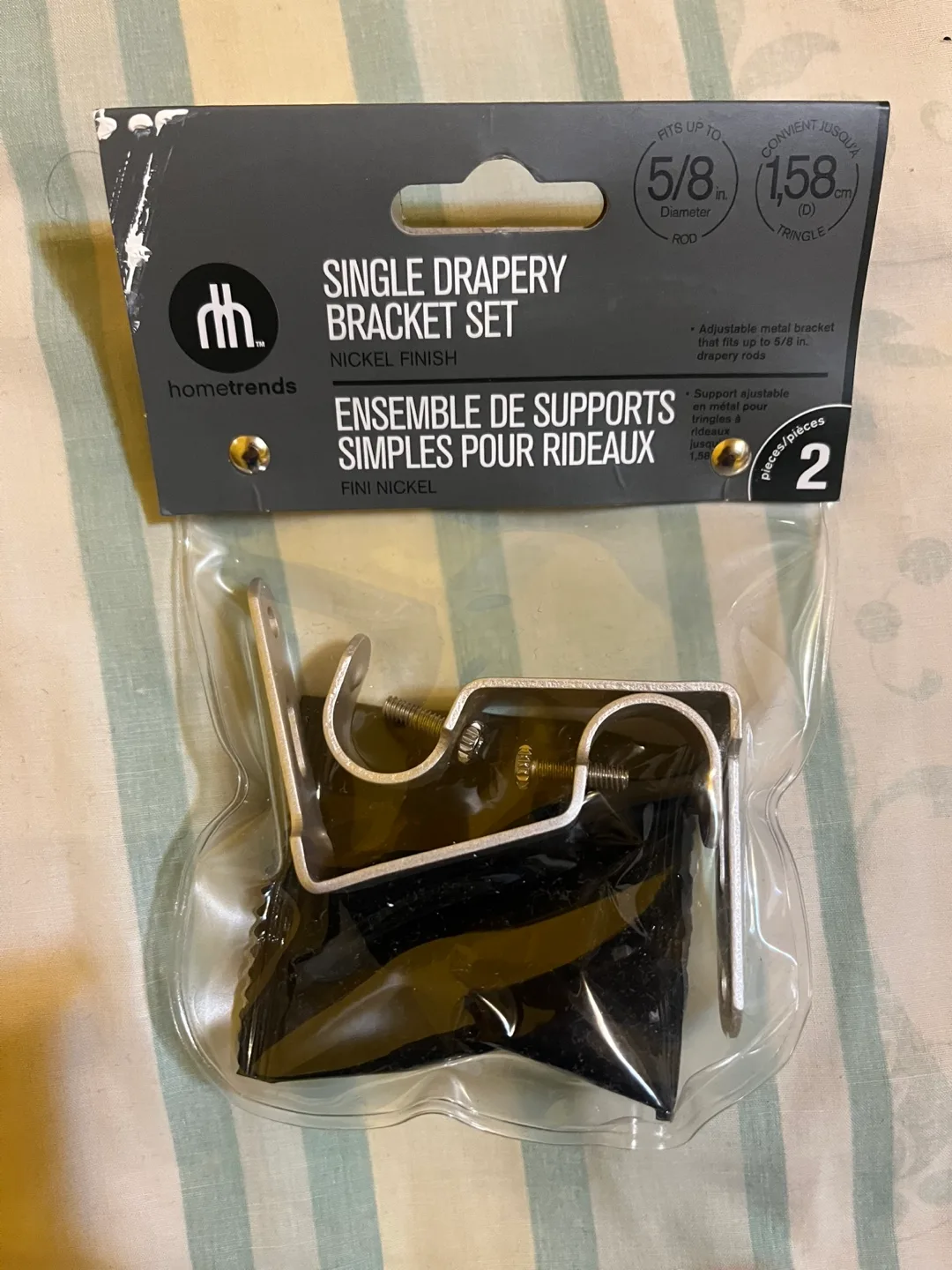 hometrends Single Drapery Bracket Set - Nickel Finish thumbnail