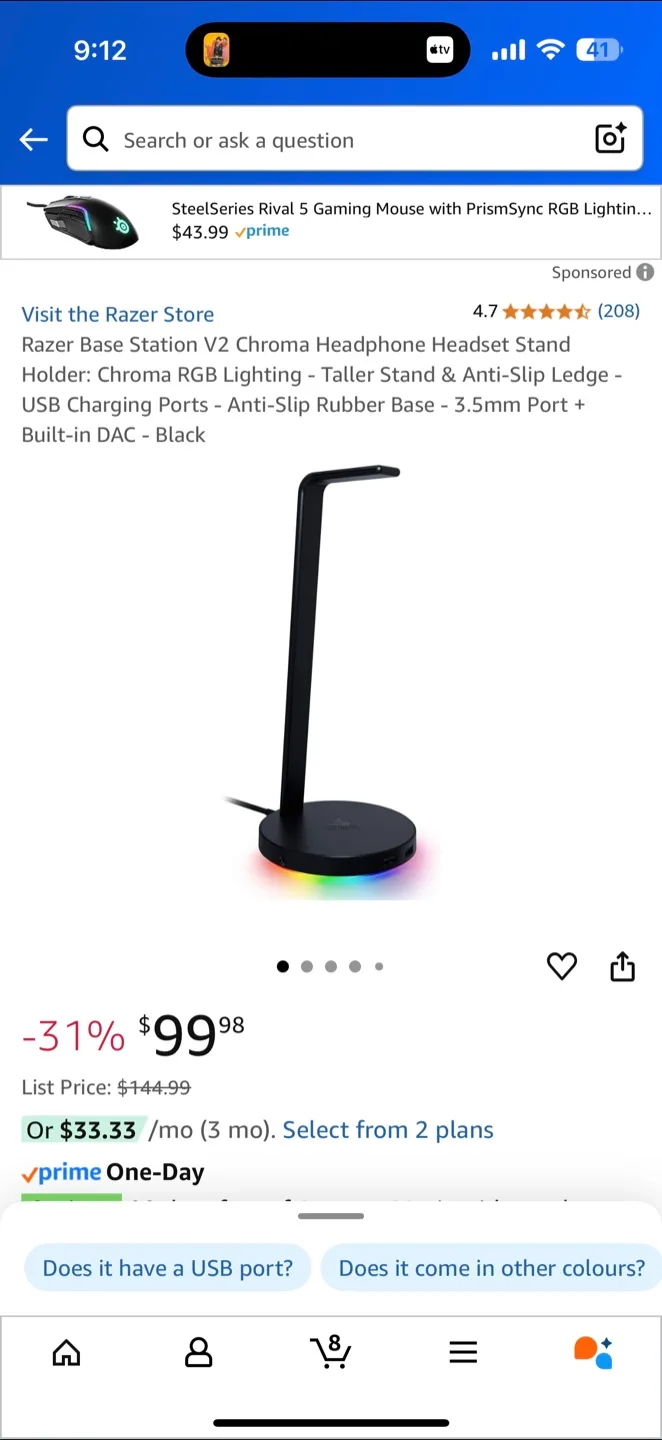 Razer Base Station V2 Chroma Headphone Stand thumbnail