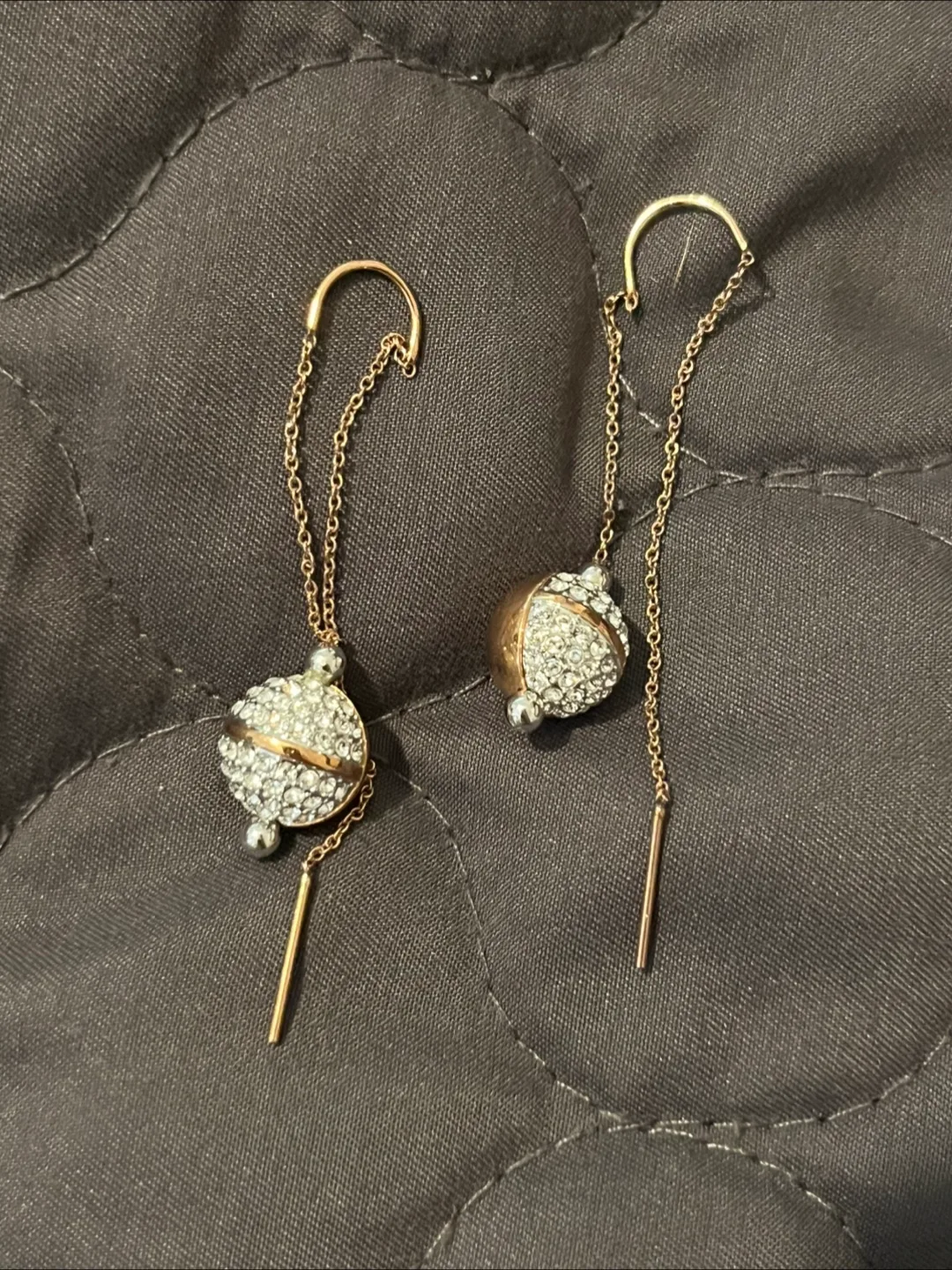 Swarovski Sparkly Dangle Earrings - Gold Tone thumbnail