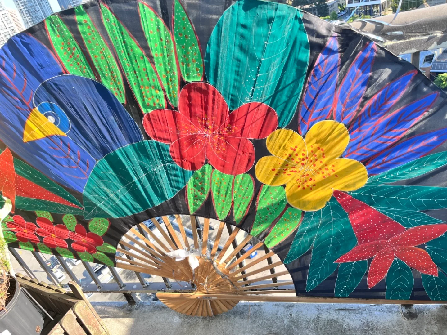 Decorative Hand Fan with Floral Design thumbnail